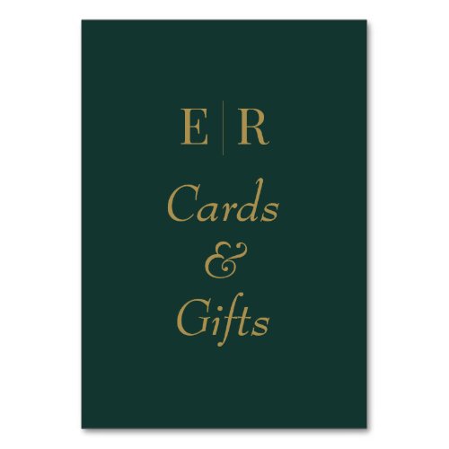 Cards  Gifts Emerald Green Monogram Table Sign
