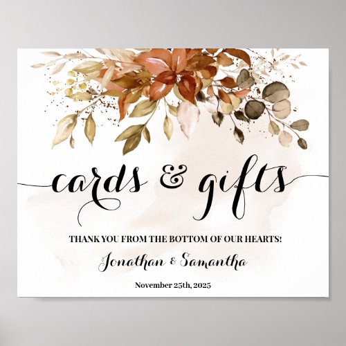 Cards  Gifts Fall Autumn Wedding Shower Sign