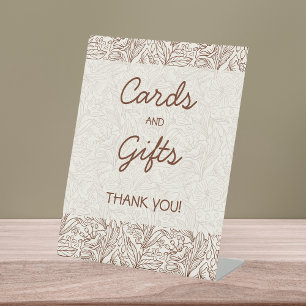 Cards & Gifts Floral Brown Bridal Shower Pedestal Sign