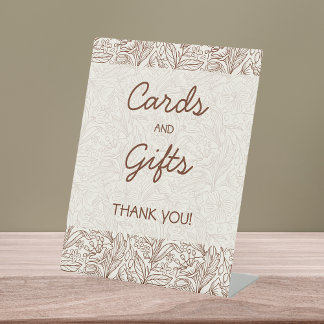 Cards & Gifts Floral Brown Bridal Shower Pedestal Sign