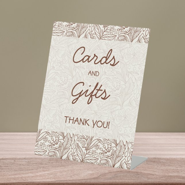 Cards & Gifts Floral Brown Bridal Shower Pedestal Sign (Cards & Gifts Floral Brown Bridal Shower Pedestal Sign)