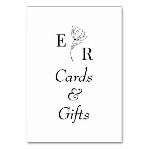 Cards  Gifts Floral Monogram Table Sign