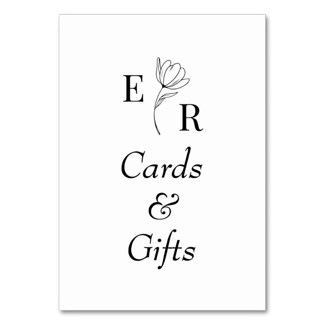 Cards & Gifts Floral Monogram Table Sign (Front)