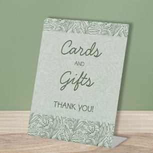 Cards & Gifts Floral Sage Green Bridal Shower Pedestal Sign