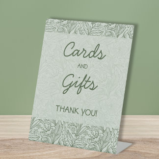 Cards & Gifts Floral Sage Green Bridal Shower Pedestal Sign