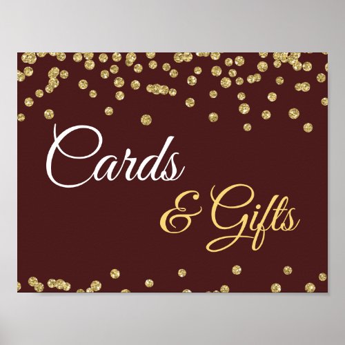Cards  Gifts Gold Faux Glitter Confetti Marsala Poster