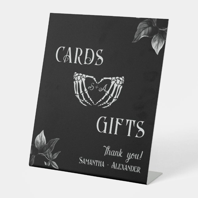 Cards & Gifts Gothic Heart Whimsigoth Wedding  Pedestal Sign (Front)