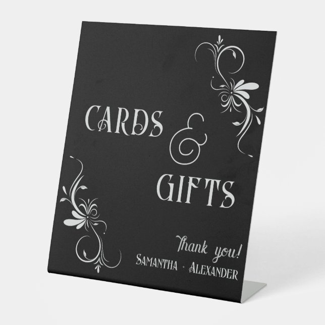 Cards & Gifts Gothic Whimsigoth Wedding  Pedestal Sign (Front)