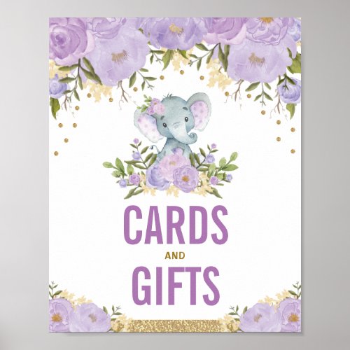 Cards  Gifts Jungle Elephant Purple Gold Elephant Poster