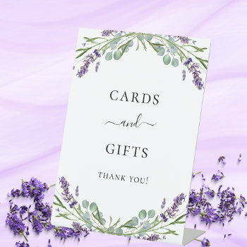 Cards Gifts Lavender Violet Floral Eucalyptus Pedestal Sign by Thunes at Zazzle