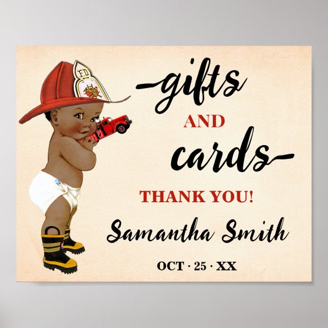 Cards & Gifts Little AA Firefighter Baby Shower Poster (Front)