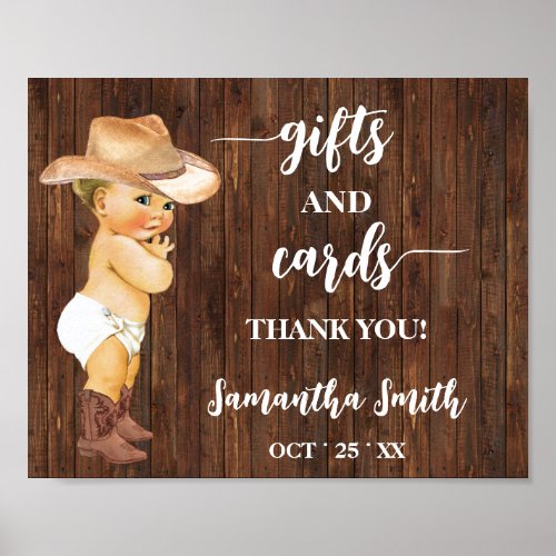 Cards  Gifts Little Cowboy Baby Shower Sign