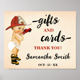 Cards & Gifts Little Firefighter Baby Shower Poster