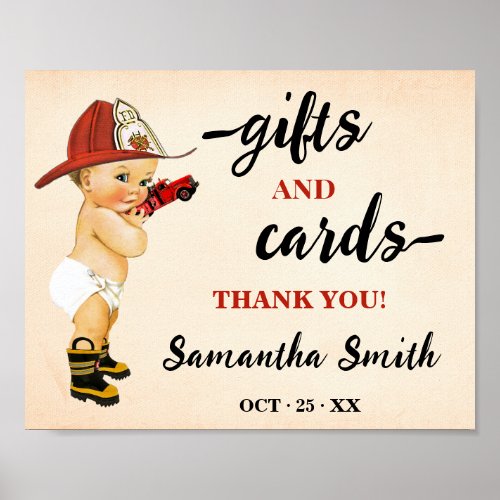 Cards  Gifts Little Firefighter Baby Shower Poster