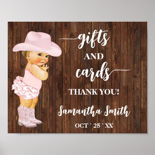 Cards  Gifts Little Pink Cowgirl Baby Shower Sign