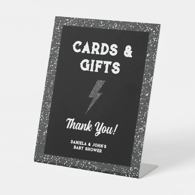 Cards & Gifts Little Rock Star Glitter Baby Shower Pedestal Sign (Front)