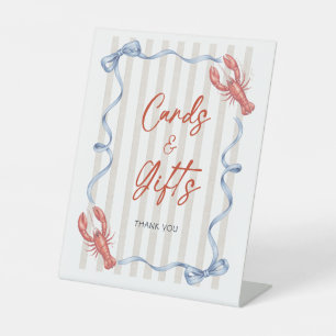 Cards & Gifts Lobster Coastal Bridal Shower Pedestal Sign