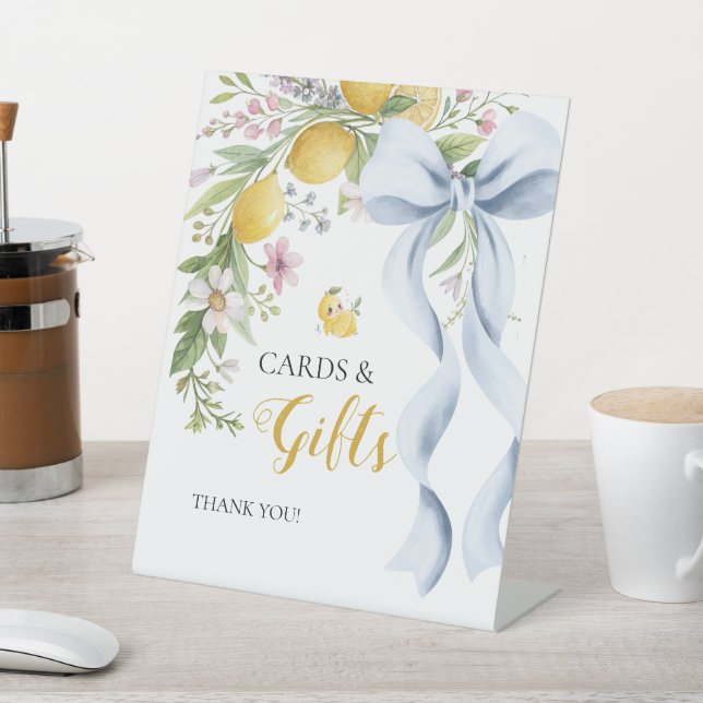 Cards & Gifts Main Squeeze Lemon Bridal Shower Pedestal Sign (In SItu)