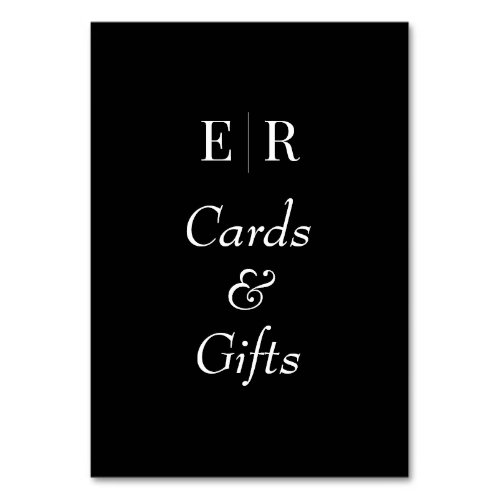 Cards  Gifts Modern Black Monogram Table Sign