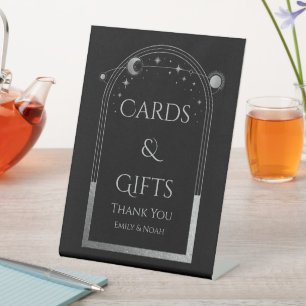 Cards & Gifts Mystical Black Silver Wedding Pedestal Sign