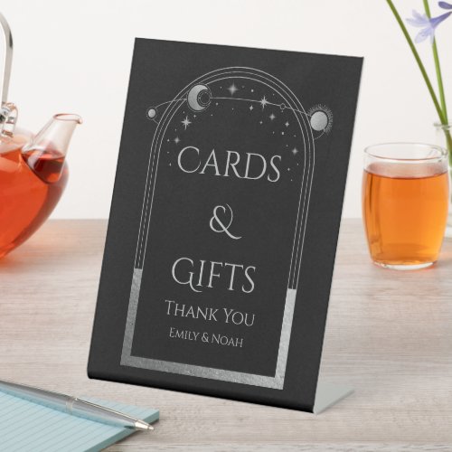 Cards  Gifts Mystical Black Silver Wedding Pedestal Sign