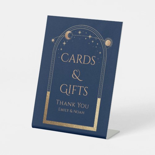 Cards  Gifts Mystical Blue Gold Sun Moon Wedding Pedestal Sign