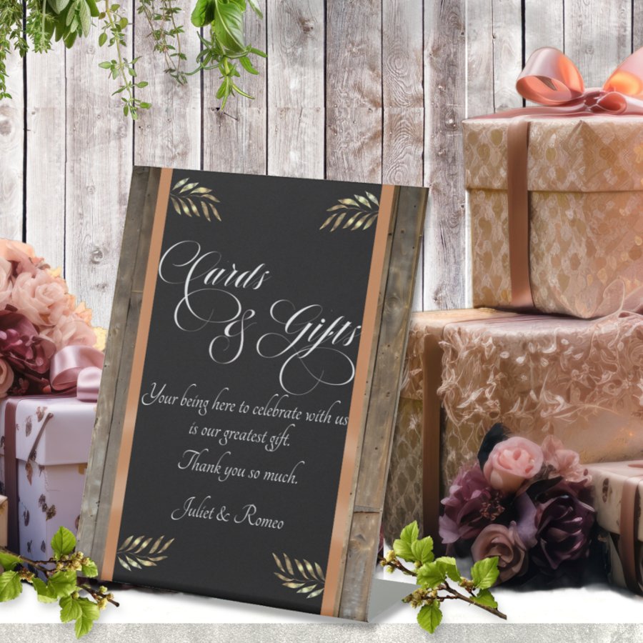 Cards & Gifts - Peach Ribbon Pedestal Sign