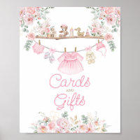 Cards & Gifts Pink Baby Clothes Floral Clothesline