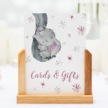 Cards & Gifts Pink Elephant Girl Baby Shower Sign<br><div class="desc">It's Cold Outside Winter Cards & Gifts Pink Elephant Girl Baby Shower Sign features watercolor snowflakes with pink baby elephant and wording 'Cards & Gifts '' . It is perfect for winter, rustic, holiday pink girl baby shower. You can edit/personalize whole Template. If you need any help or matching products,...</div>