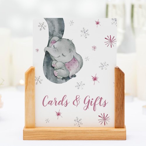 Cards  Gifts Pink Elephant Girl Baby Shower Sign