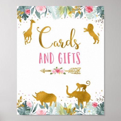 Cards  Gifts Pink Gold Safari Birthday Sign