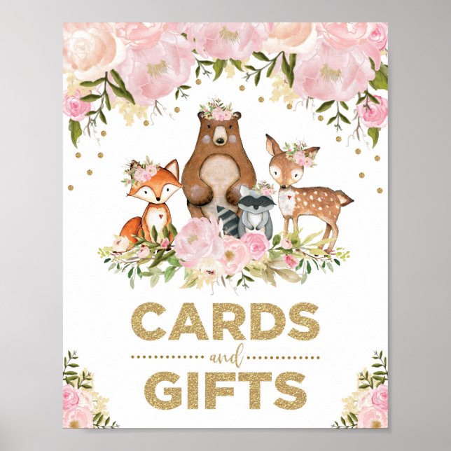 Cards & Gifts Pink Woodland Baby Shower Decoration (Front)