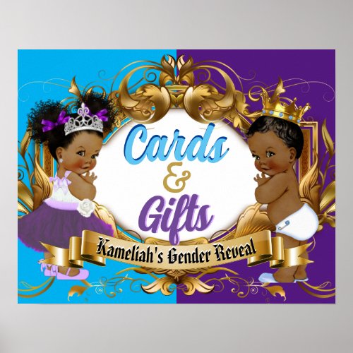 Cards  Gifts Purple  Blue Royal Gender Reveal Poster