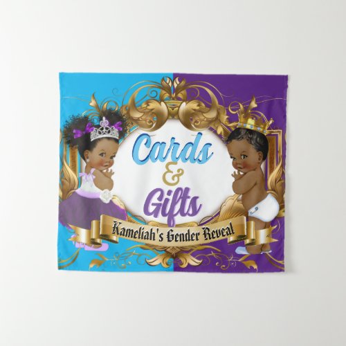 Cards  Gifts Purple  Blue Royal Gender Reveal Tapestry