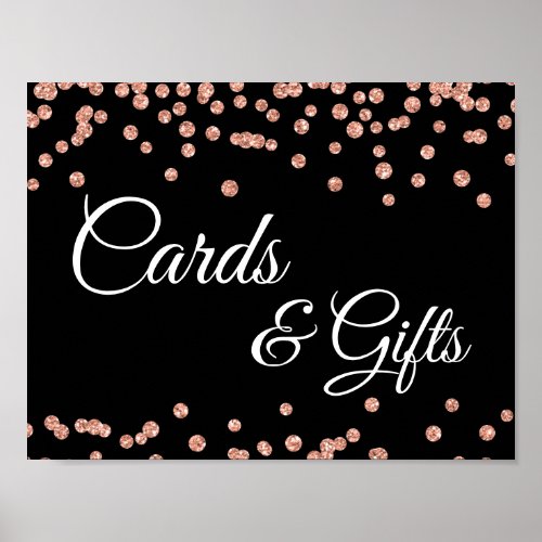 Cards  Gifts Rose Gold Glitter Confetti Black Poster