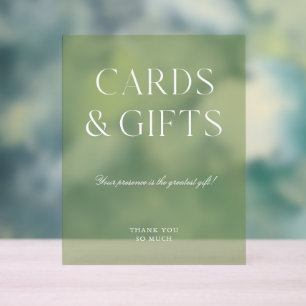 Cards & Gifts Sage Green Wedding  Acrylic Sign