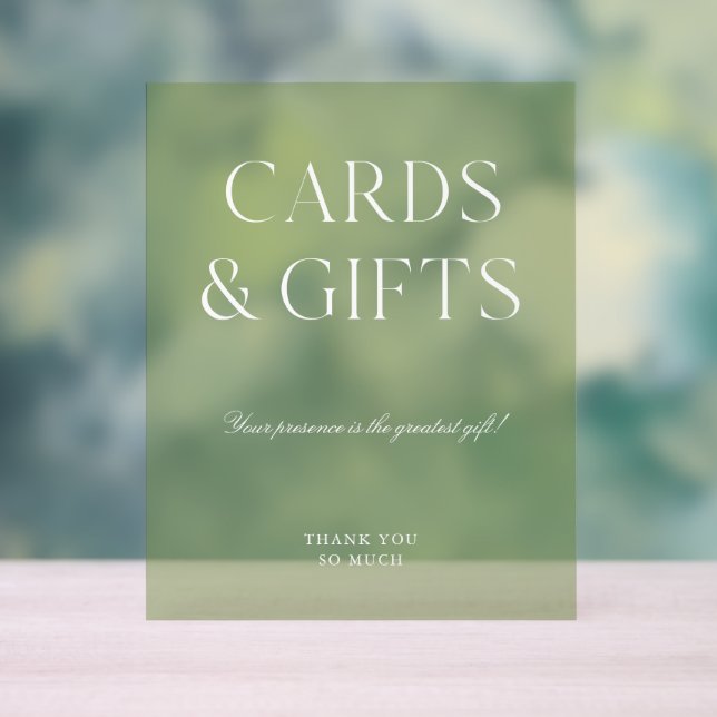 Cards & Gifts Sage Green Wedding  Acrylic Sign (Neutral)
