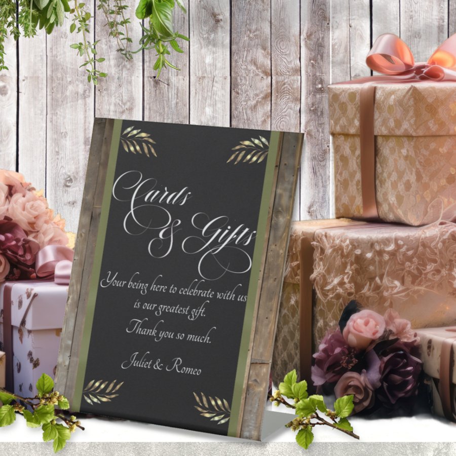 Cards & Gifts - Sage Ribbon Pedestal Sign