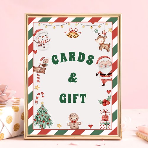 Cards  Gifts Santa Christmas Table Sign
