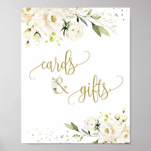 Cards  Gifts Script Sign White Roses Foliage