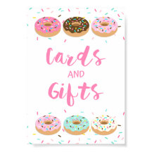 Cards & Gifts Shower Table Sign Pink Donuts