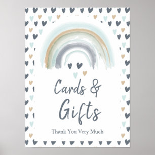 Cards & Gifts Sign Baby Shower Blue Rainbow