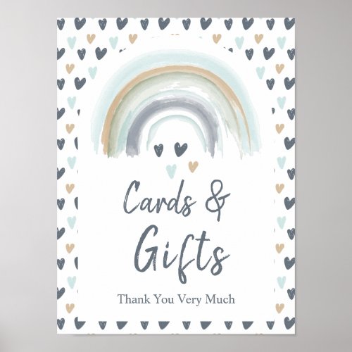 Cards  Gifts Sign Baby Shower Blue  Rainbow 