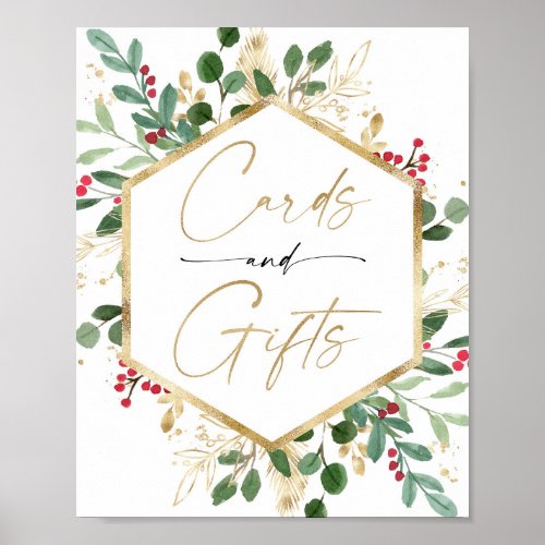 Cards gifts sign Christmas red gold baby shower