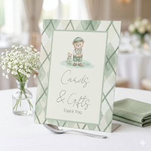 Cards & Gifts Sign Golfing Sage Green Baby Shower
