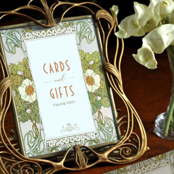Cards & Gifts Sign Green Vintage Art Nouveau Mucha by DIYPaperBoutique at Zazzle
