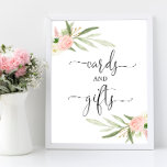 Cards gifts sign pink greenery gold baby shower<br><div class="desc">For more advanced customization of this design,  simply select the "Customize It" button above!</div>