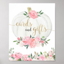 Cards gifts sign pumpkin pink gold baby shower