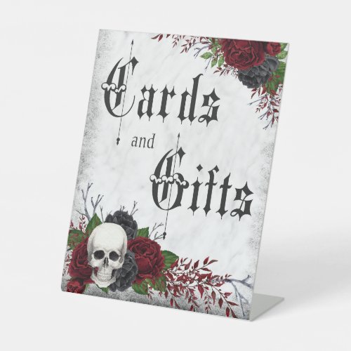 Cards  Gifts Skull and Roses Gothic Wedding Pedestal Sign