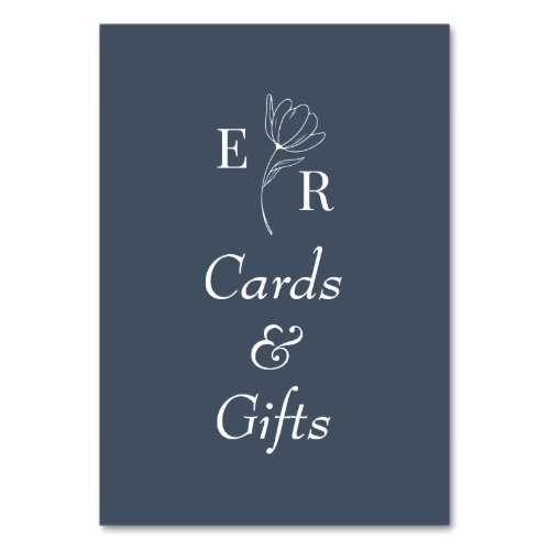 Cards  Gifts Slate Blue Floral Monogram Sign